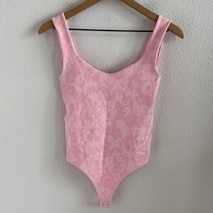 Free People Intimately Pink Floral Stretch Bodysuit XS/S